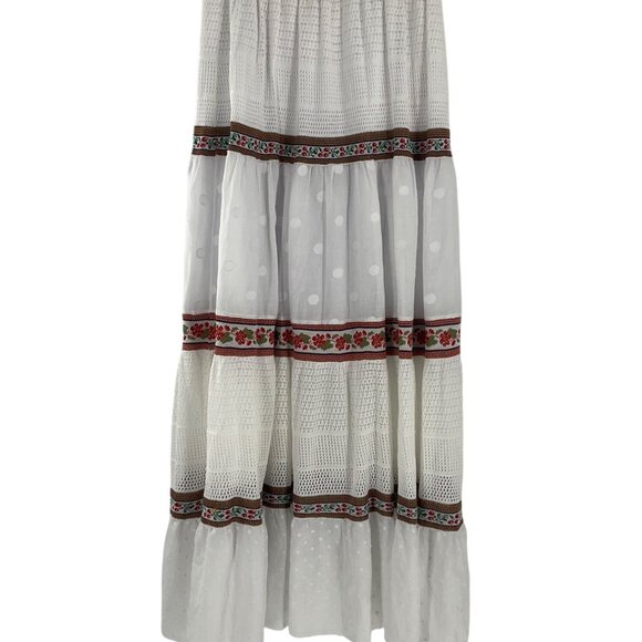 Cecilia Prado White Maxi Skirt Embroidery Swiss Dot Anthropologie Petite L PL - Picture 3 of 9